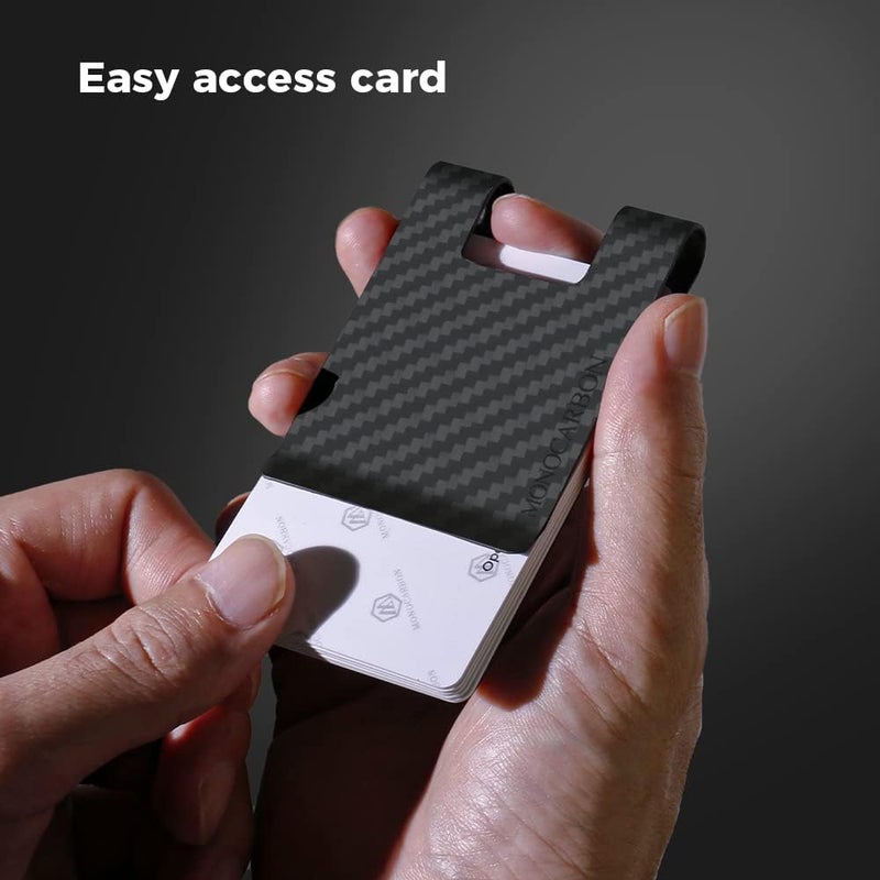 MONOCARBON 2in1 Carbon Fiber Money&Credit Card Clip,RFID Blocking Wide Credit Card&Cash Holder for Men Front Pocket - Image 4